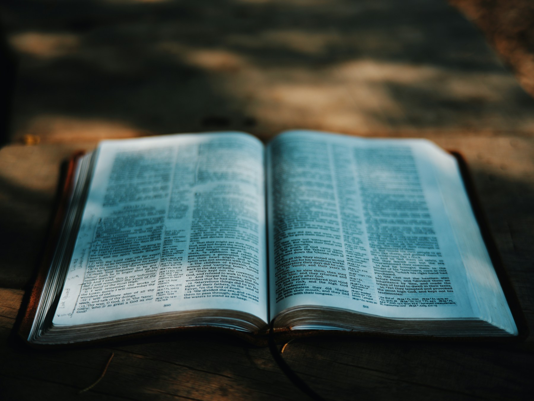Don't Stop Now: Finding Strength in God's Word An open Bible on a wooden table, inviting readers to study God's Word.